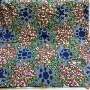 6 yd. Phoenix Hitarget African Fabric Guaranteed Real Wax Block Print Blue Green